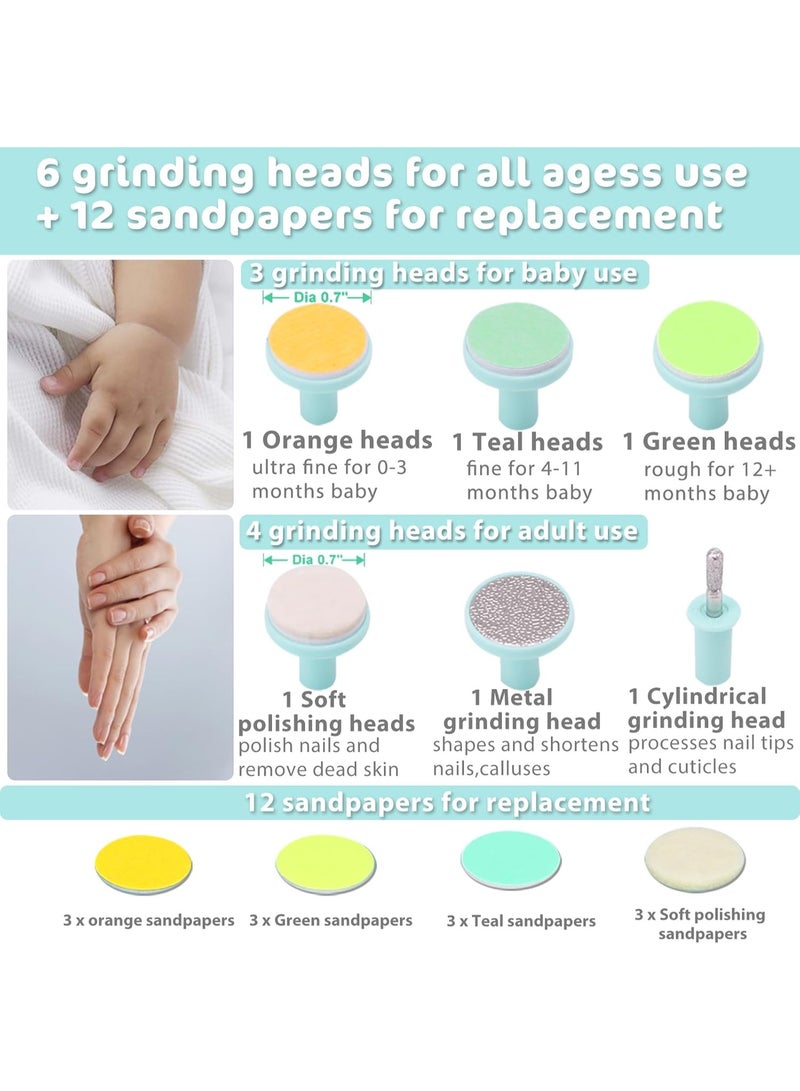 20-in-1 Electric Nail File: Safe for newborn, infant, child, and adult nail care, for manicures and nail polishing, with LED light and trimming heads. - Image 3